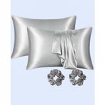 Ipeksi Saten 50x70 Cm Yastık Kılıfı 2 Adet, Kıvırcık Saçlar,Dalgalı ve Düz saçlar, Bordo 2 Adet Hediye Saten Toka,Cilt Dostıu,Cilt Bakım,Kozmetik,Hediyelik,Çeyizlik kullanılabilir (Gri)