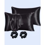 Ipeksi Saten 50x70 Cm Yastık Kılıfı 2 Adet, Kıvırcık Saçlar,Dalgalı ve Düz saçlar, Bordo 2 Adet Hediye Saten Toka,Cilt Dostıu,Cilt Bakım,Kozmetik,Hediyelik,Çeyizlik kullanılabilir (Siyah)