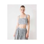 İpekyol Desenli crop bluz