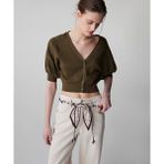 İpekyol Fistolu Crop Triko Hırka IS1260050057177 - Haki
