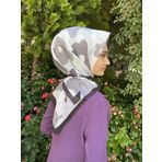 İpekyolu 00588 Siyah Gri Eflatun Scarf Pamuklu (Cotton) Çiçek Desenli Eşarp
