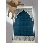 İPEKYÜN HALI Seccade Kaymaz Yıkanabilir Battal Boy Turkuaz Dijital Baskı Namazlık 80x125 cm