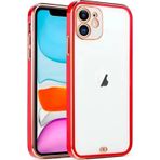 İphone 11 6.1İnç Gold Çerçeve Kamera Korumalı Silikon Bumper Kılıf-(5775)