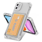 iPhone 11 İle Uyumlu Kılıf Airbag Tasarımlı Şeffaf Kartlıklı G-Kart Kapak 30480 Renksiz