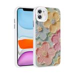 iPhone 11 İle Uyumlu Kılıf Çiçek Desenli Parlak Taşlı Sert Silikon Garden Kapak 31801 Colorful