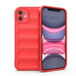iPhone 11 İle Uyumlu Kılıf Esnek TPU Oyuklu Arka Yüzey Tasarımlı Etnik Silikon Kapak 32581 Kırmızı
