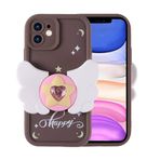 iPhone 11 İle Uyumlu Kılıf Kamera Korumalı Figür Tasarımlı Kapya Kapak 32509 Koyu Kahve