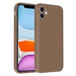 iPhone 11 İle Uyumlu Kılıf Kamera Korumalı Kartlık Hazneli Vitra Kapak 37016 Kahverengi