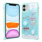 iPhone 11 İle Uyumlu Kılıf Parlayan Simli Kabartma Figürlü Cevze Kapak 31389 Yeşil