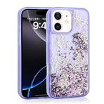 iPhone 11 İle Uyumlu Kılıf Sıvılı Simli Kelebek Baskılı Şeffaf Arka Yüzey Glis Silikon Kapak 35548 Mor