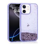 iPhone 11 İle Uyumlu Kılıf Sıvılı Simli Şeffaf Arka Yüzey Keto Silikon Kapak 35537 Mor