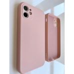 Iphone 11 ile Uyumlu Köşeli Kalıp ( 12 Görünümlü) Logosuz Lansman Içi Kadife Esnek Silikon Kılıf - Kum Pembe
