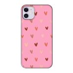 iPhone 11 Kalp Desen Pembe Telefon Kılıfı