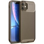 İphone 11 Kılıf Auto Focus Karbon Kapak - Kahverengi