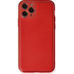 İphone 11 Kılıf Coco Deri Silikon Kapak - Kırmızı