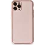 İphone 11 Kılıf Coco Deri Silikon Kapak - Pudra