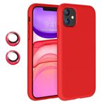 iPhone 11 Kılıf Kamera Lensli Lansman Silikon Kapak Kırmızı