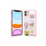 iPhone 11 Kılıf Parlayan Sıvılı Simli Kabartma Figürlü Zore Cevze Kapak-Pembe