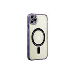 iPhone 11 Pro Kılıf Manyetik Özellikli Gold Seri Lazer Silikon Kapak Derin Mor