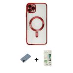 iPhone 11 Pro Max Kılıf Nova Işık Özel Seri - Siyah 20D Premium Cam Ekran Koruyucu + Açık Yeşil
