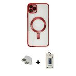 iPhone 11 Pro Max Kılıf Nova Işık Özel Seri - Siyah Bilvis Hayalet Cam Ekran Koruyucu + Yeşil P