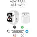Iphone 11 Pro Max Uyumlu Watch 7 Series JD77 Akıllı Saat Tws I12 Bluetooth Kulaklık - 35 - 48 mm - Alaska Mavi