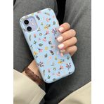 Iphone 11 Uyumlu Desen Tasarımlı Yüksek Kalite Lansman İçi Kadife Kılıf (Bebe Çiçek)
