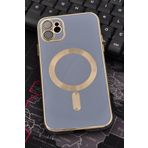 iPhone 11 Uyumlu MagSafe Özellikli Lens Korumalı Lazerli Renkli Kılıf Mavi
