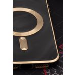 iPhone 11 Uyumlu MagSafe Özellikli Lens Korumalı Lazerli Renkli Kılıf Siyah