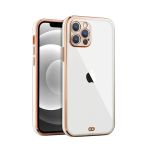 Iphone 12 6.1Inç Gold Çerçeve Kamera Korumalı Bumper Kılıf-(5775)