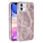iPhone 12 İle Uyumlu Kılıf Airbagli Parlak Taş Detay Tasarımlı Esila Kapak 32882 Pembe