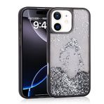 iPhone 12 İle Uyumlu Kılıf Sıvılı Simli Şeffaf Arka Yüzey Keto Silikon Kapak 35538 Siyah