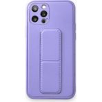 İphone 12 Kılıf Coco Deri Standlı Kapak - Koyu Lila