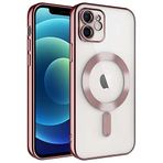 iPhone 12 Kılıf Kamera Korumalı Kablosuz Wireless Şarj Özellikli Demre Kapak Rose Gold