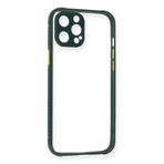 İphone 12 Kılıf Miami Şeffaf Silikon - Koyu Yeşil
