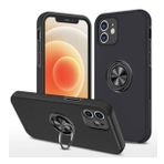 Iphone 12 Mini Kılıf Elit Yüzüklü Kapak - Siyah