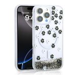 iPhone 12 Pro İle Uyumlu Kılıf Sıvılı Simli Baskılı Şeffaf Arka Yüzey Mossa Silikon Kapak