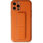 iPhone 12 Pro Kılıf Coco Deri Standlı Kapak - TURUNCU-(5796)