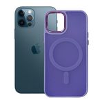 iPhone 12 Pro Max Kılıf FreyaX Seri Magsafe Özellikli Silikon Kapak Lila
