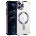iPhone 12 Pro Max Kılıf Kamera Korumalı Kablosuz Wireless Şarj Özellikli Demre Kapak Derin Mor