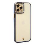 İphone 12 Pro Max Kılıf Liva Lens Silikon - Mavi-(5796)