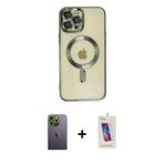 iPhone 12 Pro Max Kılıf Nova Işık Özel Seri - Siyah Joko 5D Cam + Yeşil Neon Fosforlu Kamera Le