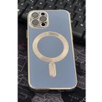 iPhone 12 Pro Uyumlu MagSafe Özellikli Lens Korumalı Renkli Kılıf Mavi