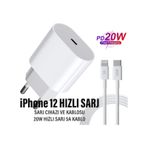 İphone 12 Uyumlu Şarj Aleti Ve Kablosu 20W Hızlı Pd Şarj Cihazı İphone 12 Mini 12 Pro 12 Pro Max