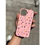 Iphone 13 İle Uyumlu Desen Tasarımlı Yüksek Kalite Lansman İçi Kadife Kılıf (Şeker Çiçek)