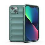 iPhone 13 İle Uyumlu Kılıf Esnek TPU Oyuklu Arka Yüzey Tasarımlı Etnik Silikon Kapak 32582 Koyu Yeşil