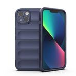 iPhone 13 İle Uyumlu Kılıf Esnek TPU Oyuklu Arka Yüzey Tasarımlı Etnik Silikon Kapak 32582 Lacivert