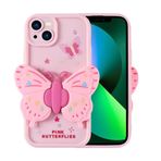 iPhone 13 İle Uyumlu Kılıf Kamera Korumalı Figür Tasarımlı Kapya Kapak 32462 Pembe Açık