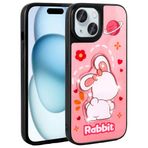 iPhone 13 İle Uyumlu Kılıf Parlayan Kabartmalı İkonik Figürlü Amas Silikon Kapak 31181 Pembe