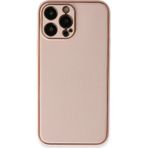İphone 13 Kılıf Coco Deri Silikon Kapak - Pembe